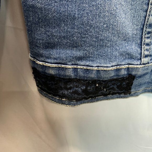 V. Cristine Black Lace Denim Jacket - Picture 6 of 14